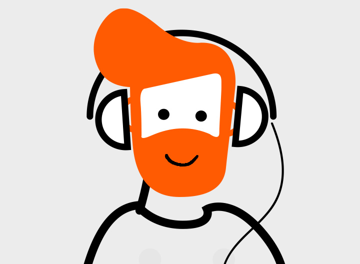 Illustration of hipster with inkl orange beard